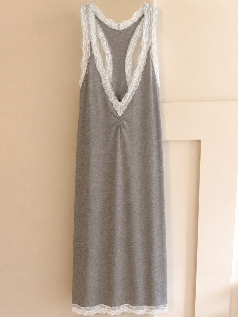 Honeydew Intimates Heather Gray Light Blue Lace Racerback Sleep Chemise Large